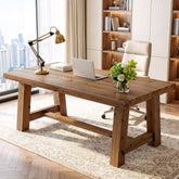 Tribesigns 63-Inch Solid Wood Computer Desk, Thick Top Wooden Workstation for Home Office 3