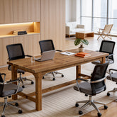 63-Inch Solid Wood Executive Desk with Foot Bar, Farmhouse Computer Desk for Home Office 3