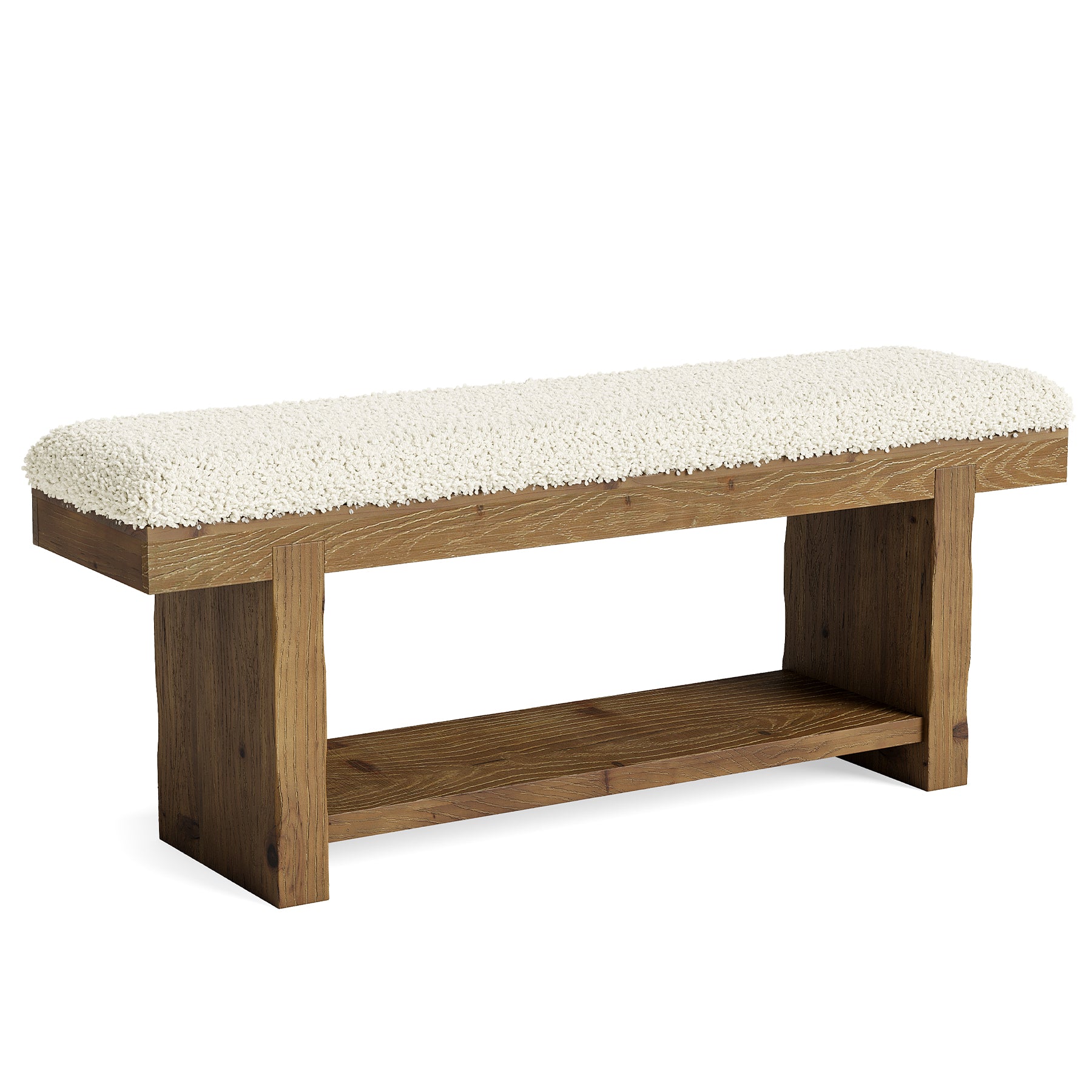 Tribesigns 47.2-Inch Farmhouse Entryway Bench with Storage Shelf, Solid Wood Upholstered Shoe Bench for Mudroom