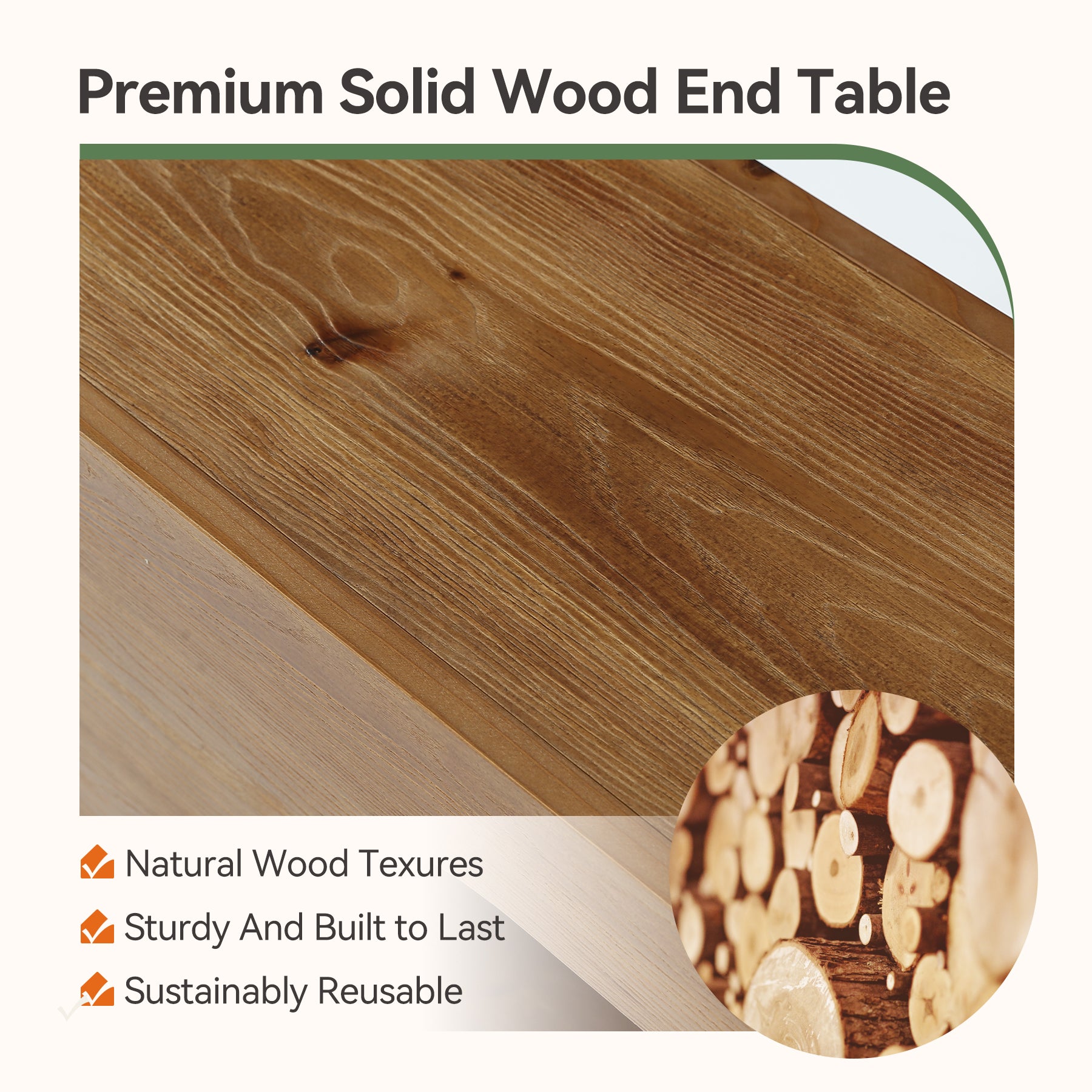 Tribesigns 11.8-Inch Wide Solid Wood C-Shaped Side Table with 2-Tier Storage Shelf