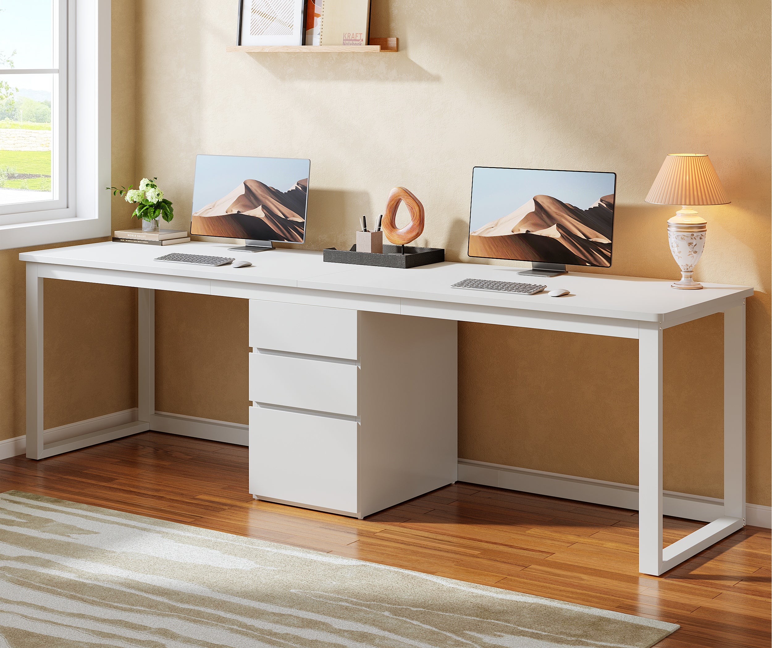Tribesigns 78.7-Inch 2 Person Computer Desk with 3 Drawers, Extra Long Double Desk for Home Office