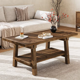 47 Inch Solid Wood Coffee Table, Rustic Farmhouse Rectangle Center Table 3