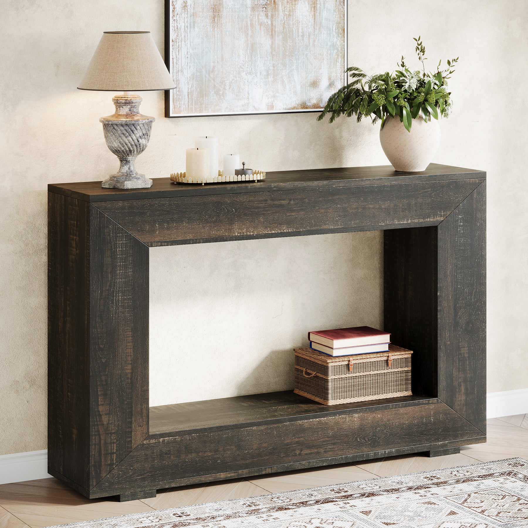 Tribesigns 47-Inch Farmhouse Console Table, Industrial Storage Accent Table