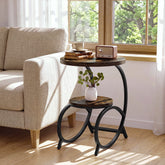 19.69 Inch C Shaped Side Table, 2 Tier Round End Table with Storage for Living Room 3