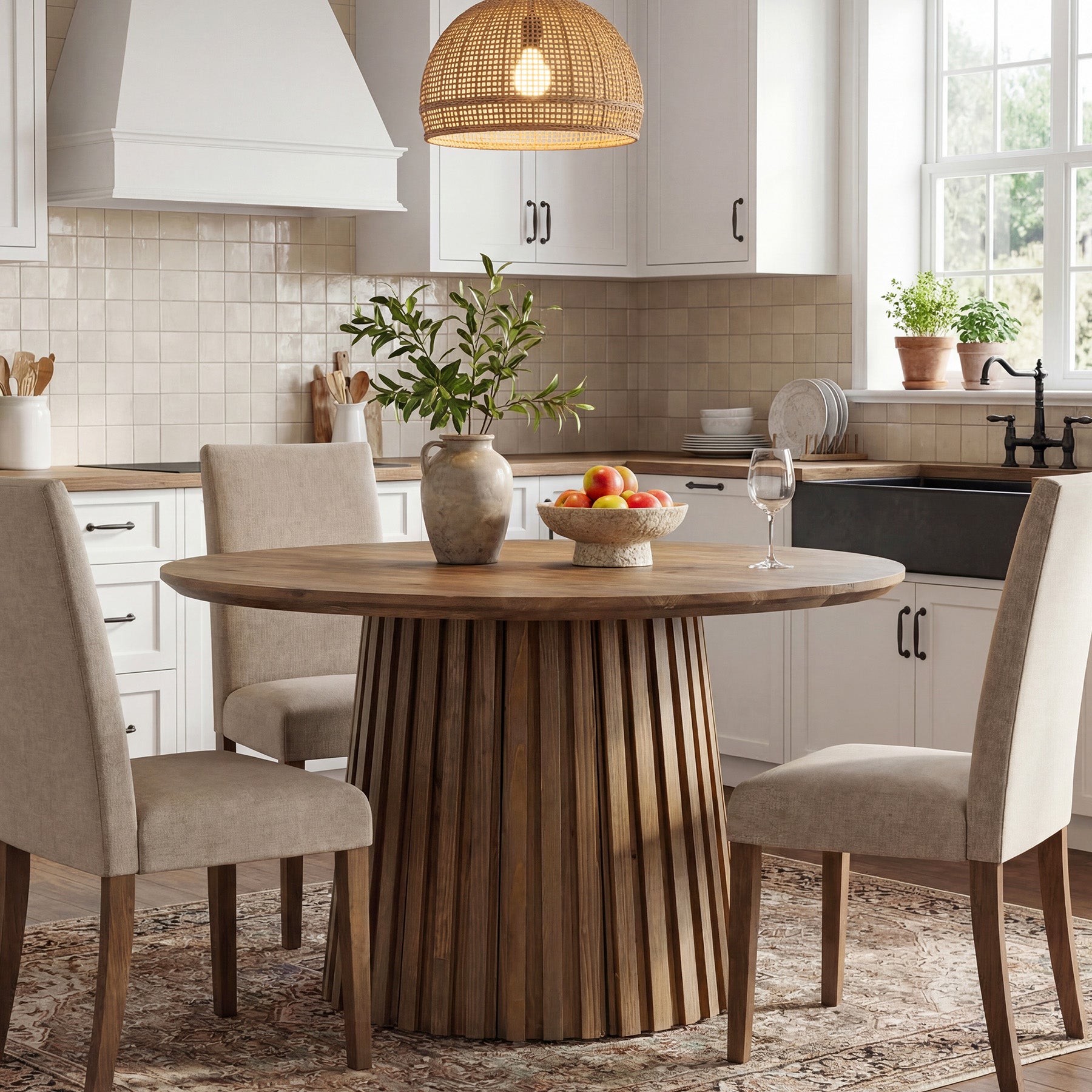 Tribesigns 47.24" Round Dining Table, Solid Wood Kitchen Table for Dining Room