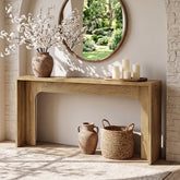 63-Inch Narrow Console Table, Minimalist Wood Entryway Table with Sturdy Base 3