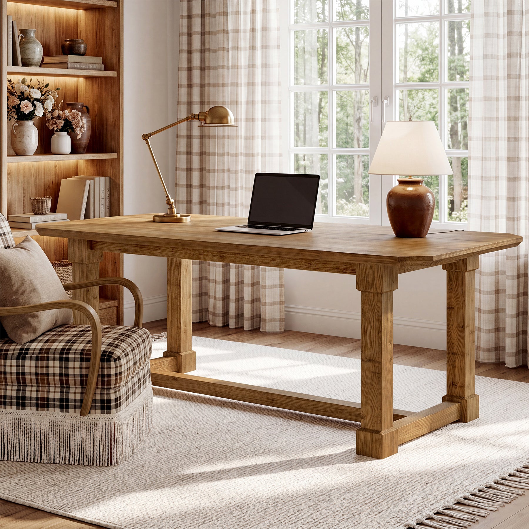 Tribesigns 63-Inch Solid Wood Executive Desk, Large Computer Desk with Heavy Duty Legs