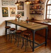 70.9 Inch Industrial Bar Table with Metal Footrest, Counter Height Pub Table for Dining Room and Home Bar 3