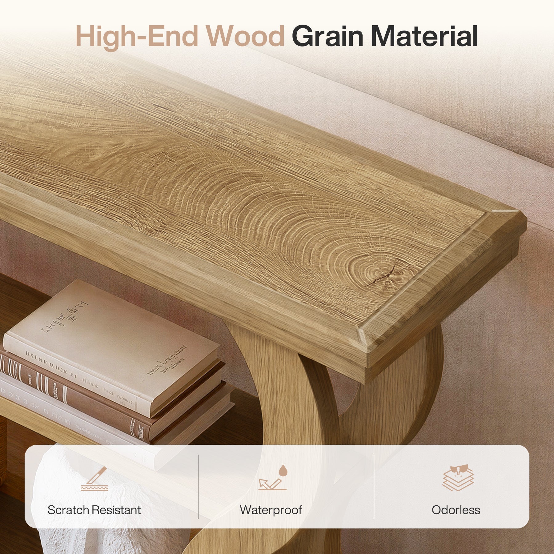 Tribesigns 55 Inch Console Table with 3-Tier Storage, Farmhouse Hallway Table with Wave Legs