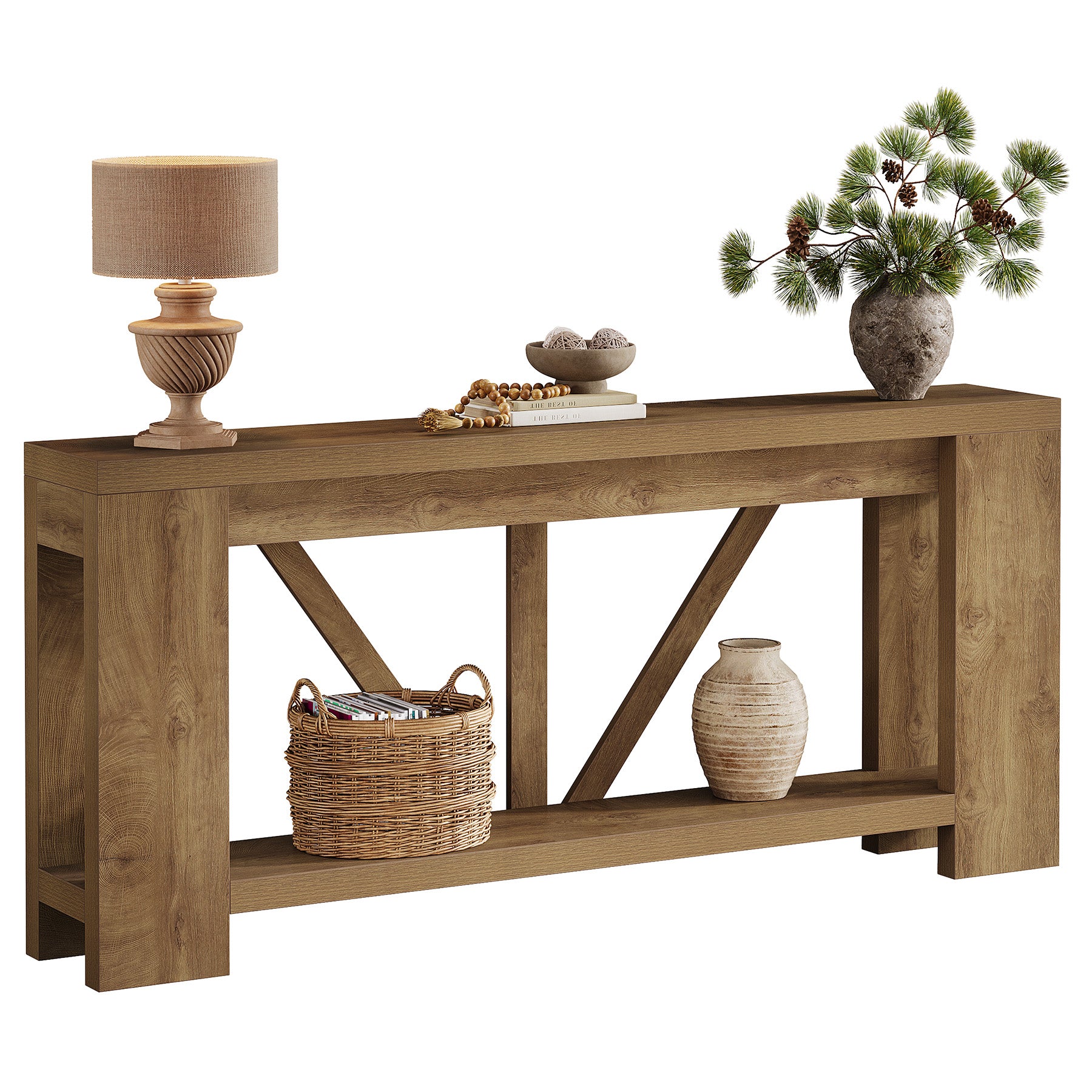 Tribesigns 70.9" Extra Long Console Table, Farmhouse Sofa & Entryway Table with Shelf
