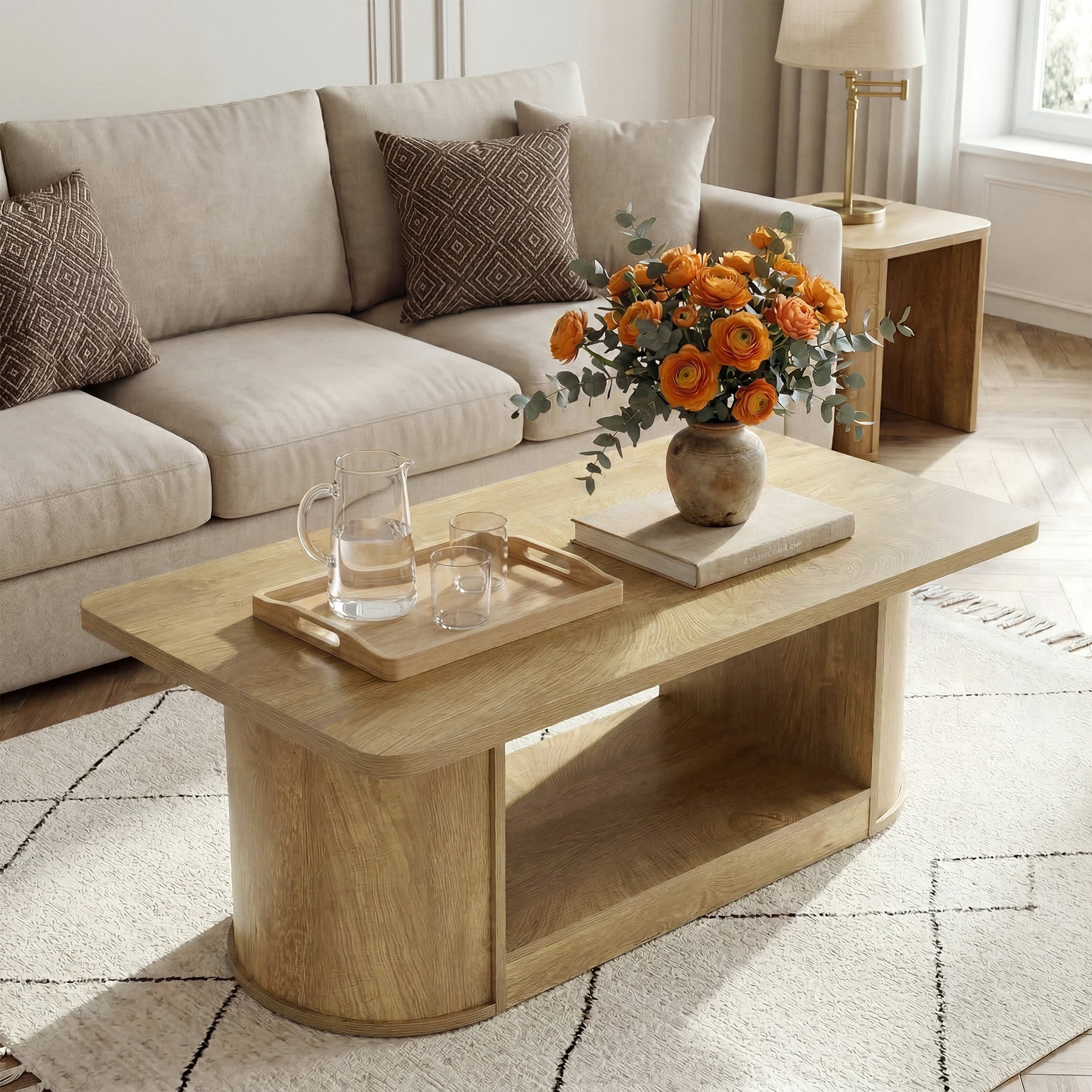 Tribesigns 47.24" Center Table, Modern Coffee Table with Shelf for Living Room