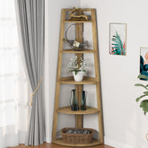 Tribesigns 70-Inch Tall Corner Shelf 5-Tier Bookcase, Industrial Corner Ladder Shelf for Small Spaces 3