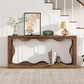 63" Rustic Farmhouse Console Table - Scalloped Sofa Table with Storage for Hallway & Living Room 3