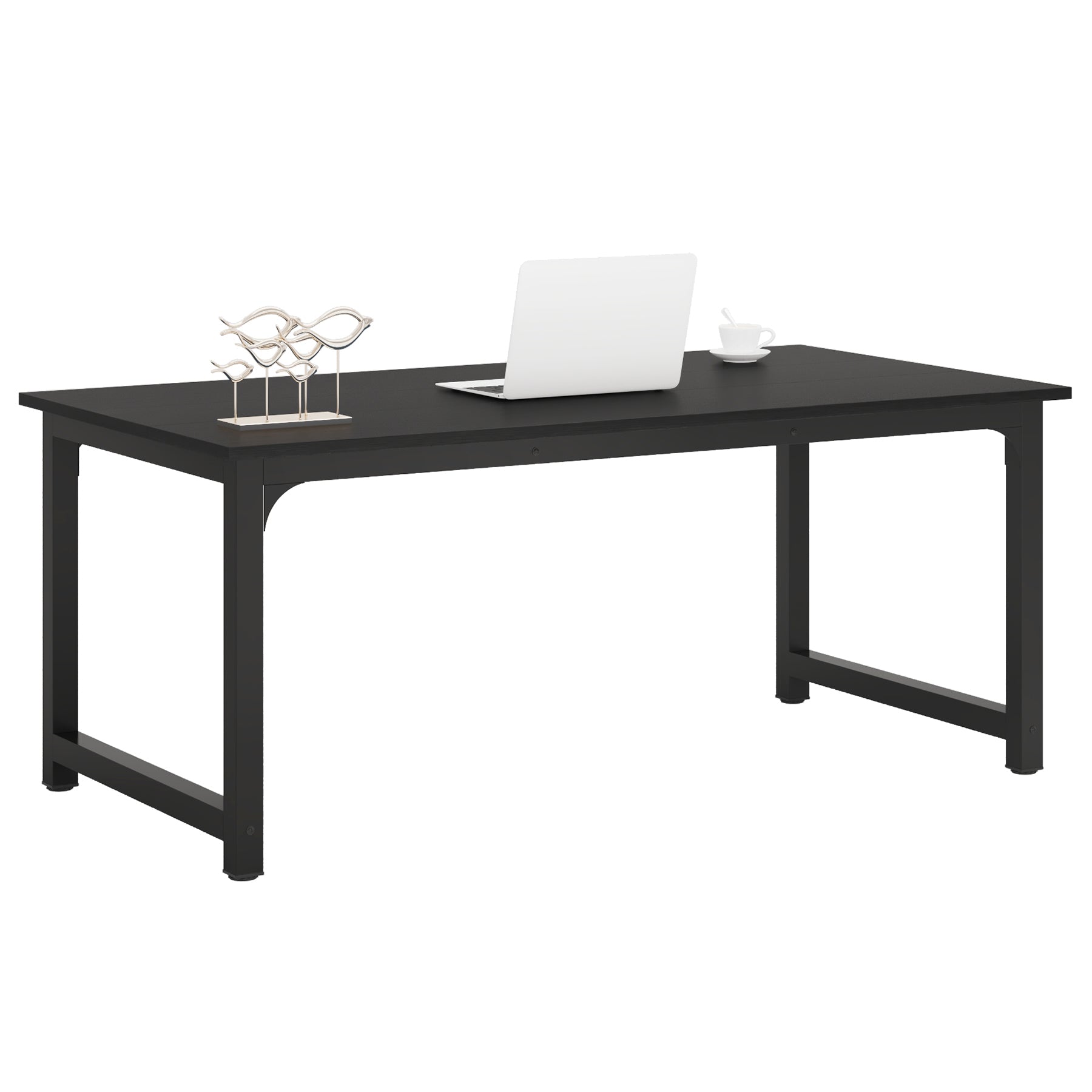 63 x 31.5 Inch Modern Large Desk, Office Writing Workstation in Rustic and Black