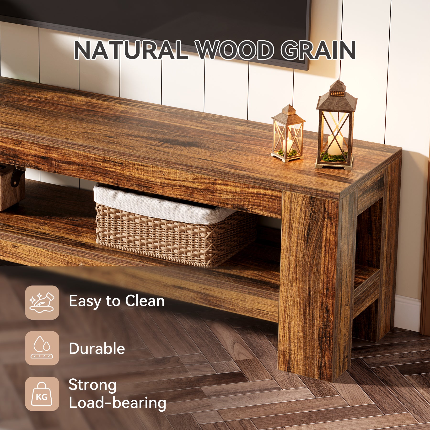 Tribesigns 59" TV Stand, Rustic Media Console with Shelf for Living Room