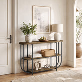 Tribesigns 63-Inch 3-Tier Narrow Console Table with Curved Metal Frame, Modern Vintage Entryway Sofa Table for Living Room 3