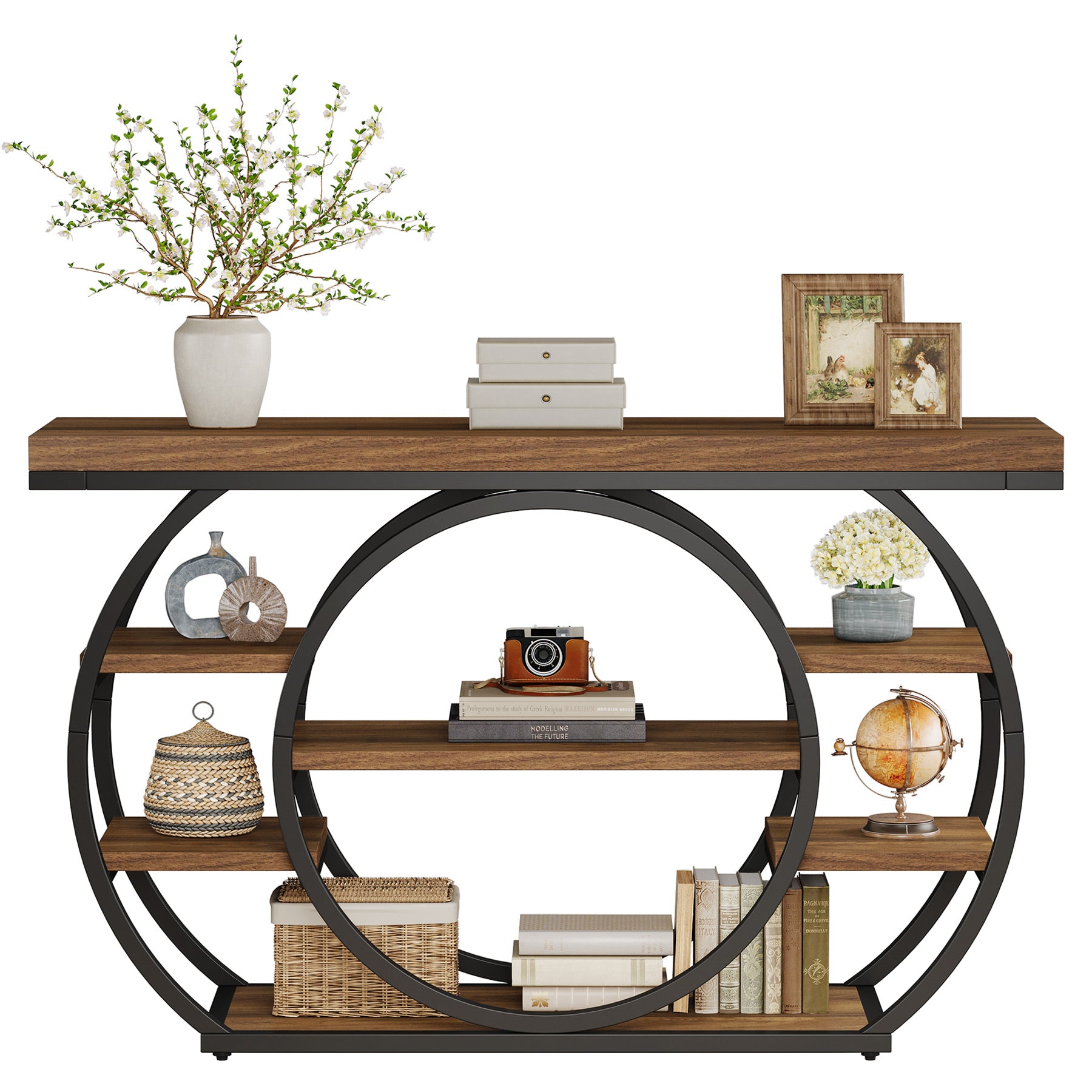 Tribesigns 47" Console Table, 5-Tier Industrial Entryway Table with Metal Frame