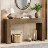 Tribesigns 59-Inch Console Table with Vertical Slat Legs and Wood Grain Finish, Farmhouse Sofa Table for Entryway Hallway and Living Room 3