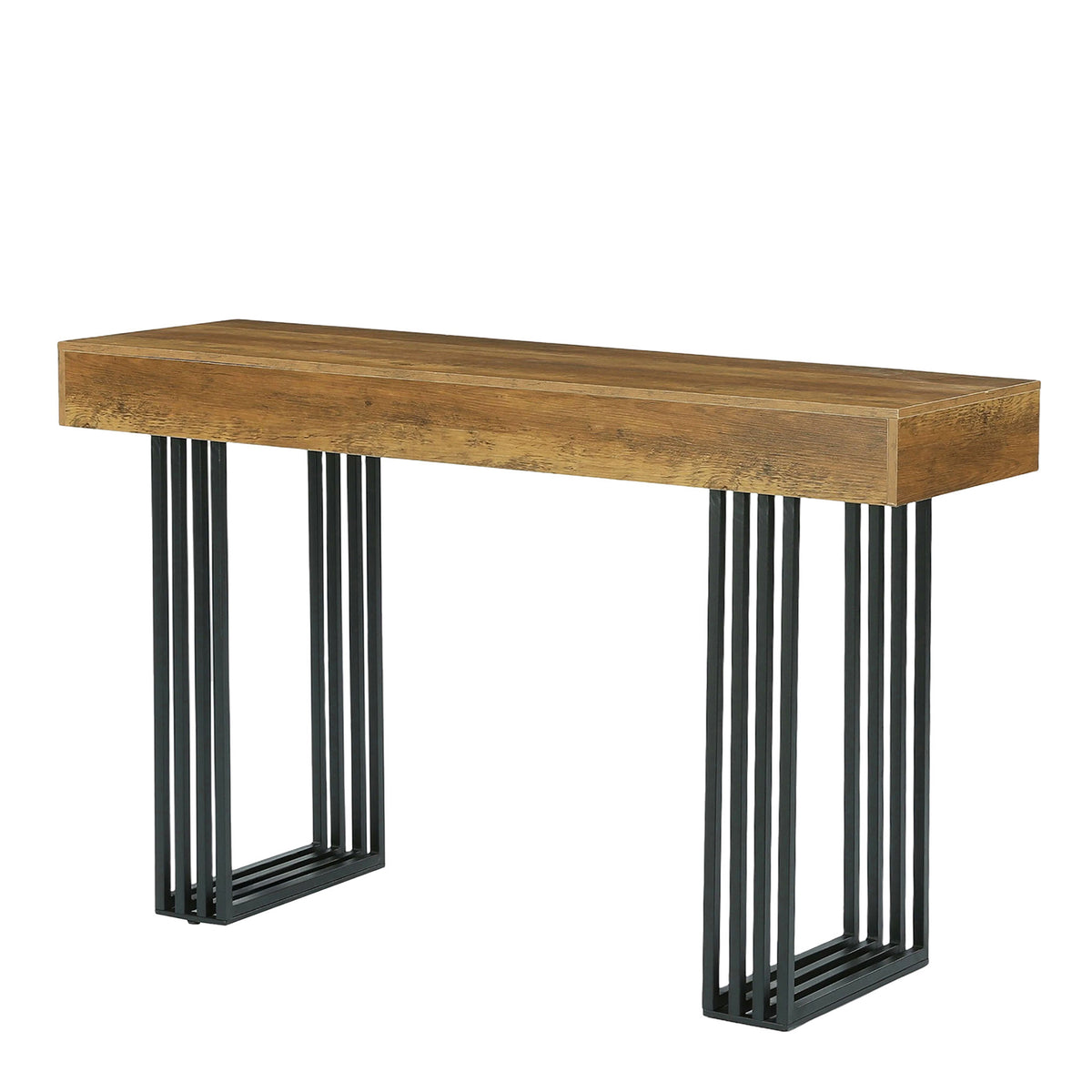 63 Inch Bar Height Table with Metal Frame, Industrial Farmhouse Pub Table for Kitchen and Home Office