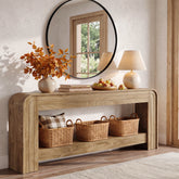 78.74 Inch Farmhouse Console Table with Open Storage Shelf and Curved Edges, Slim Entryway Sofa Table for Hallway 3