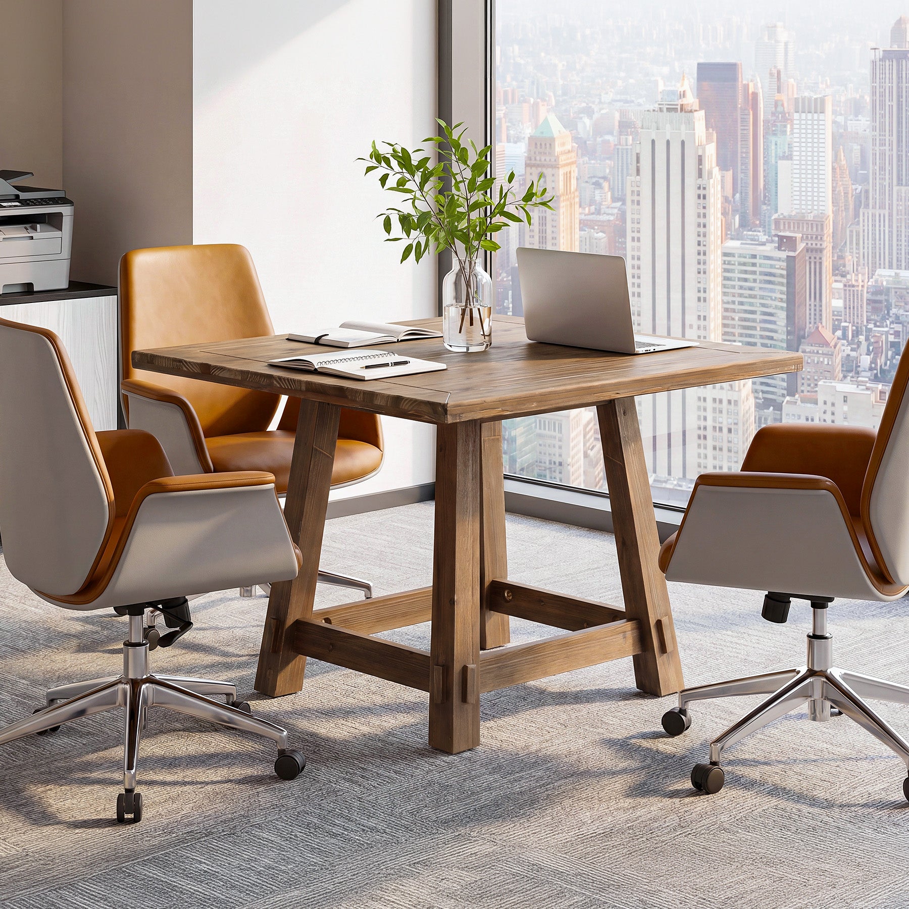 Tribesigns 31.49-Inch Solid Wood Conference Table for 4, Square Meeting Table for Home Office