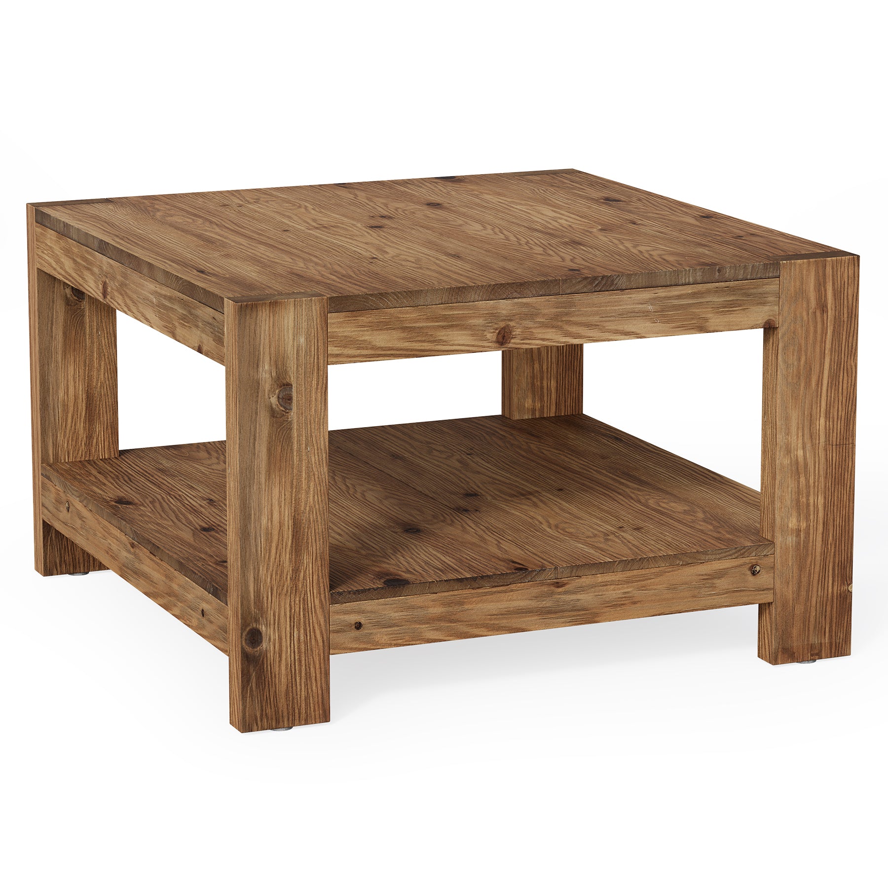 Tribesigns 31.5-Inch Square Farmhouse Coffee Table with Storage Shelf, Solid Wood Center Table for Living Room