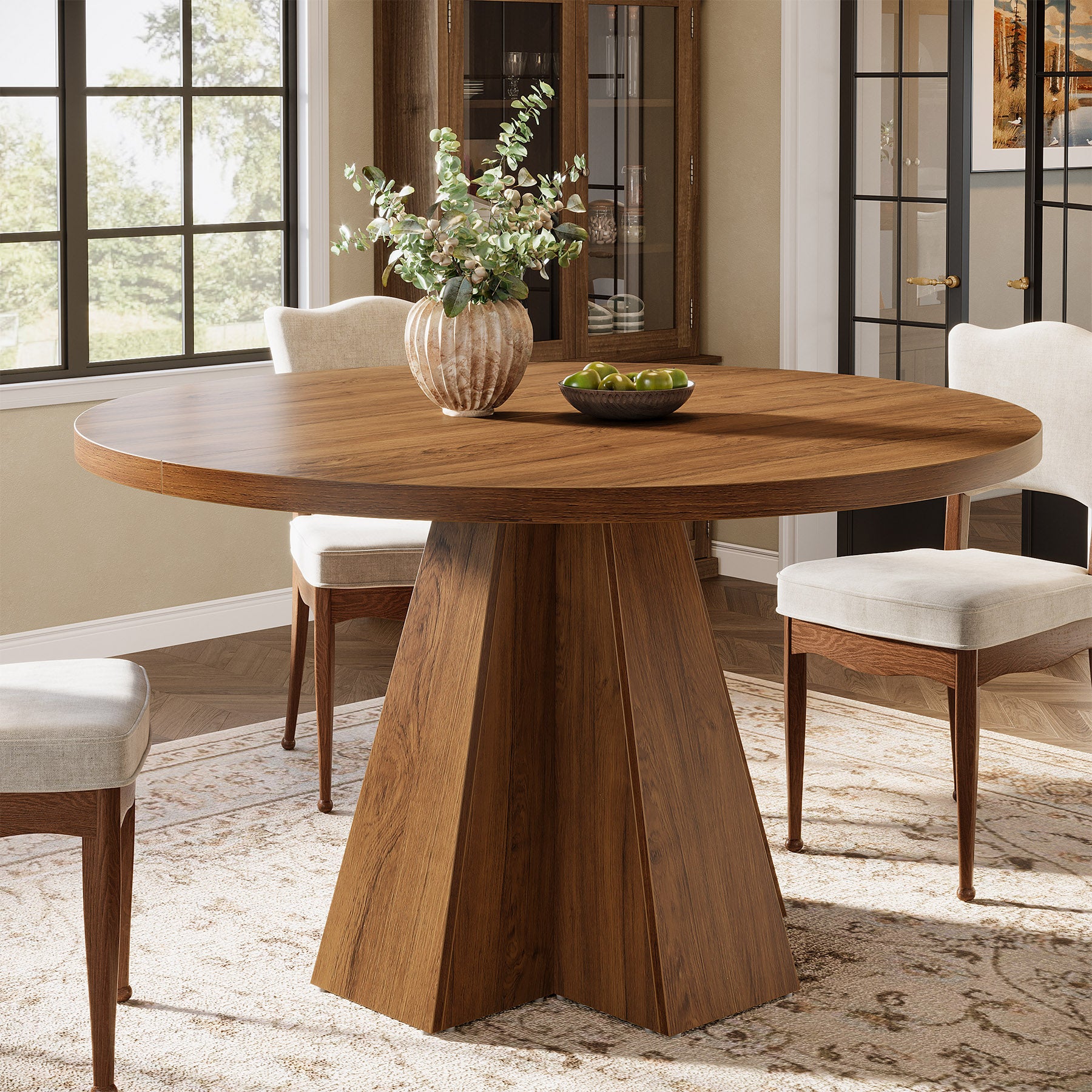 Tribesigns 47-Inch Round Dining Table, Sturdy Base with Thickened Top for Kitchen and Dining Room