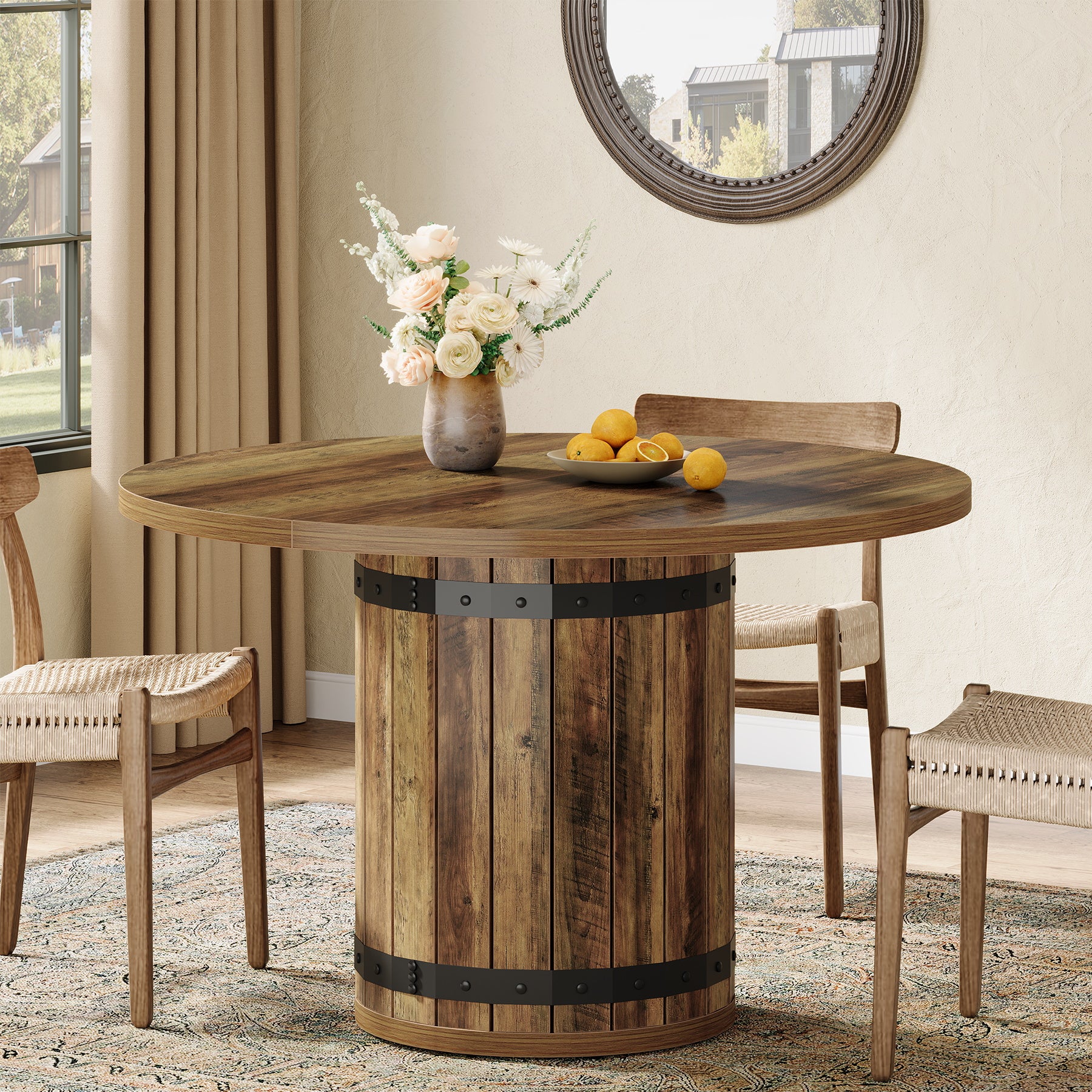 Tribesigns 39.37-Inch Round Dining Table, 4-Person Kitchen Table