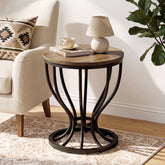 Tribesigns 19.7-Inch Round Side Table with Metal Frame, Rustic Accent Table for Living Room 3