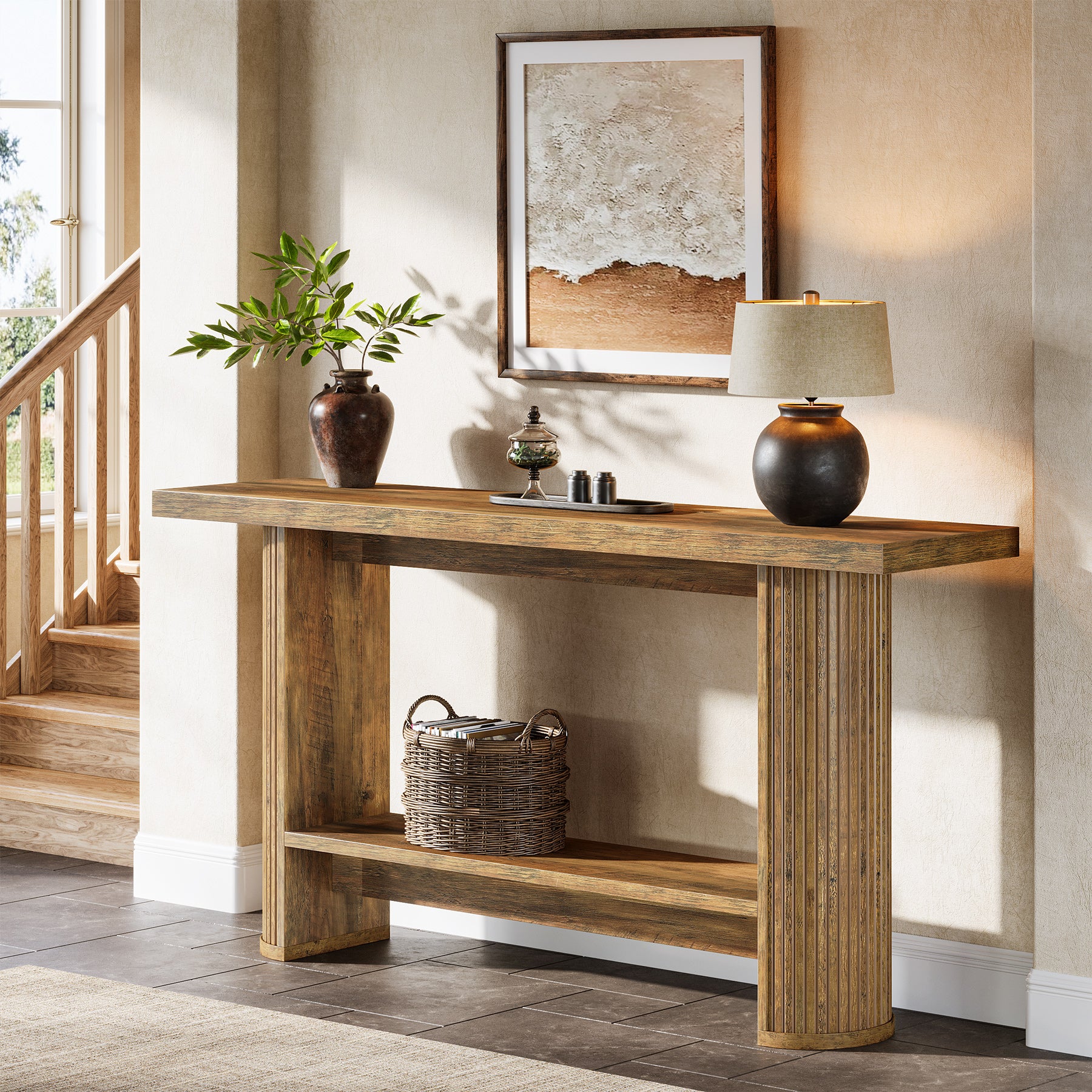 Sleek 55-Inch Console Table, Modern Entrance Table Behind Sofa