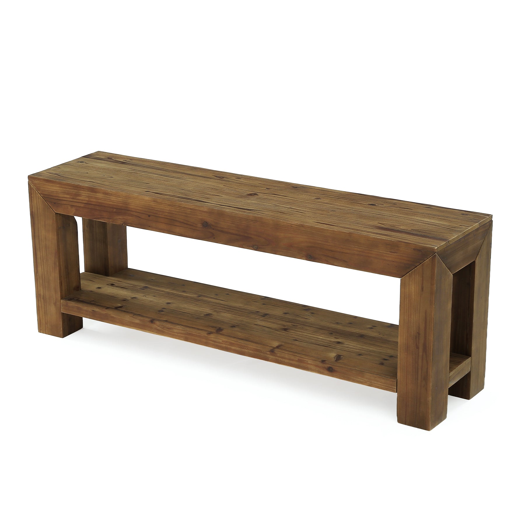 Tribesigns 63-Inch Solid Wood TV Stand for TVs up to 75 Inches with 2-Tier Open Storage Shelves