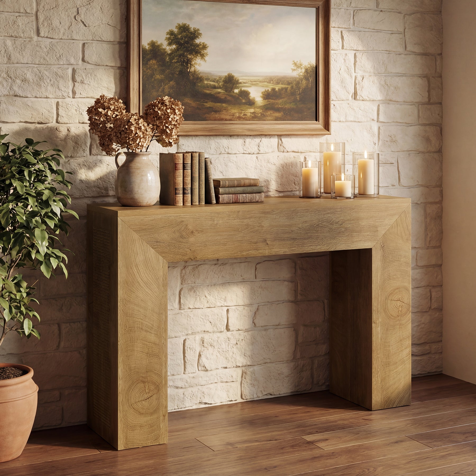 43.31" Console Table, Wooden Rectangular Sofa Table for Entryway and Living Room