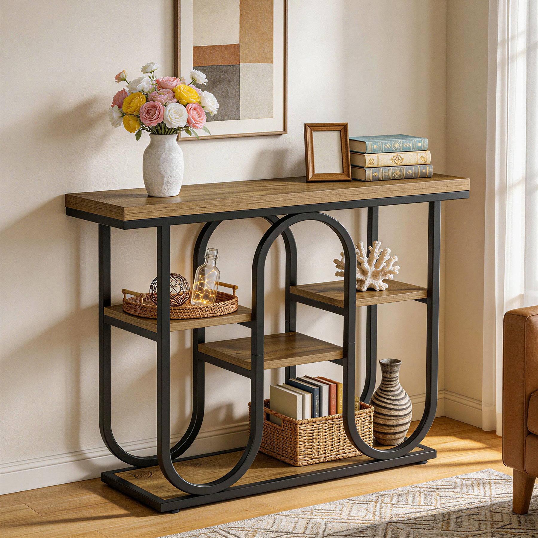 Tribesigns 39.4" Console Table, 4-Tier Industrial Sofa Table for Entryway