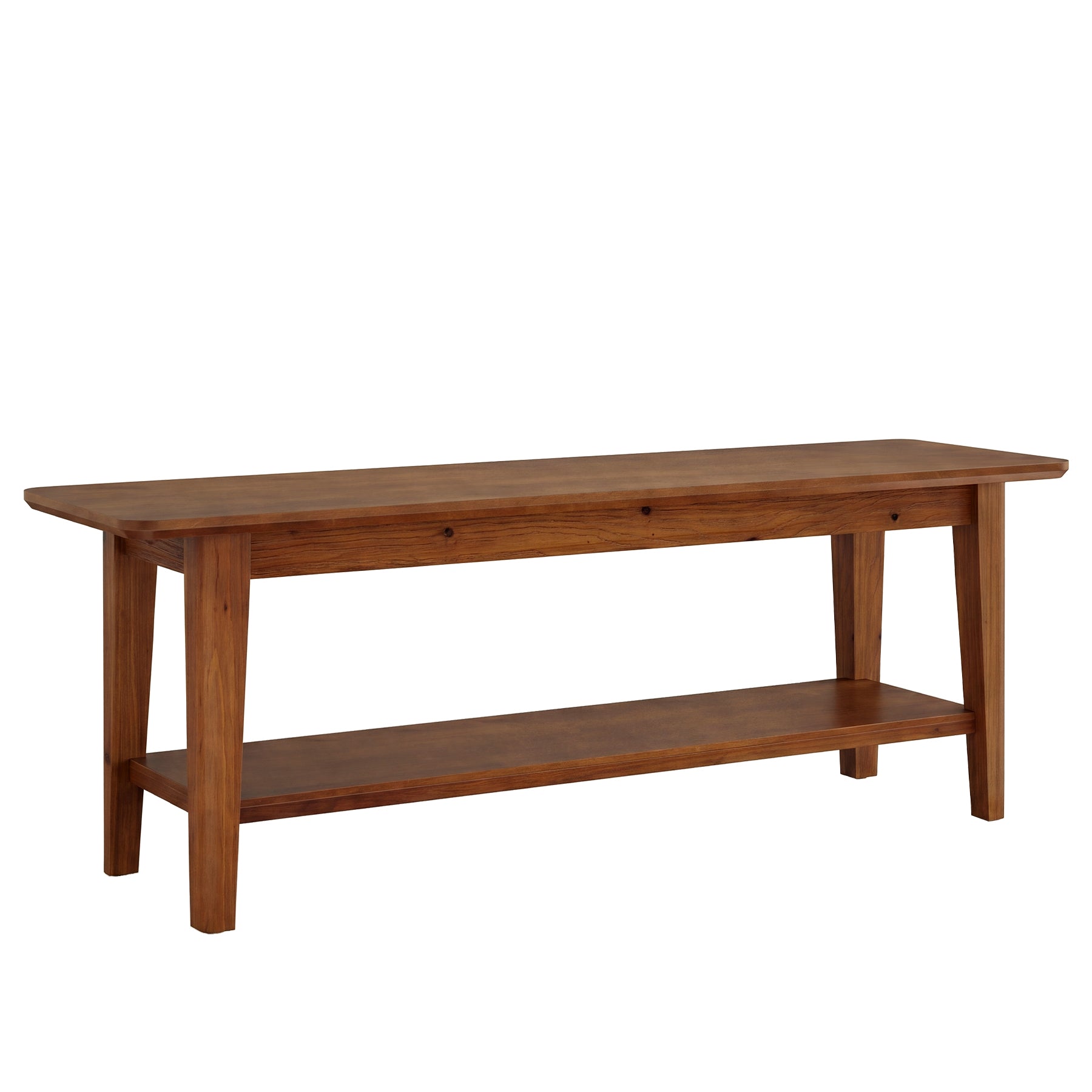 Tribesigns 55.12-Inch Wooden Shoe Bench with Open Shelves, Farmhouse Entryway Bench for Hallway