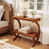 23.6-Inch Mid-Century Modern Nightstand with 2-Tier Storage and Curved Crossed Legs 3