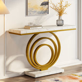 Tribesigns 41.3-Inch Gold Console Table, Narrow Entryway Table with Faux Marble Veneer Top and Geometric Metal Frame for Hallway 3