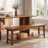 Tribesigns 55-Inch Farmhouse Bench with Storage Shelf, Wooden Dining Seating for Kitchen Dining Room and Patio 3