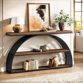 Tribesigns 63-Inch Console Table with 3-Tier Storage Shelves, Arched Frame Sofa Table for Living Room 3