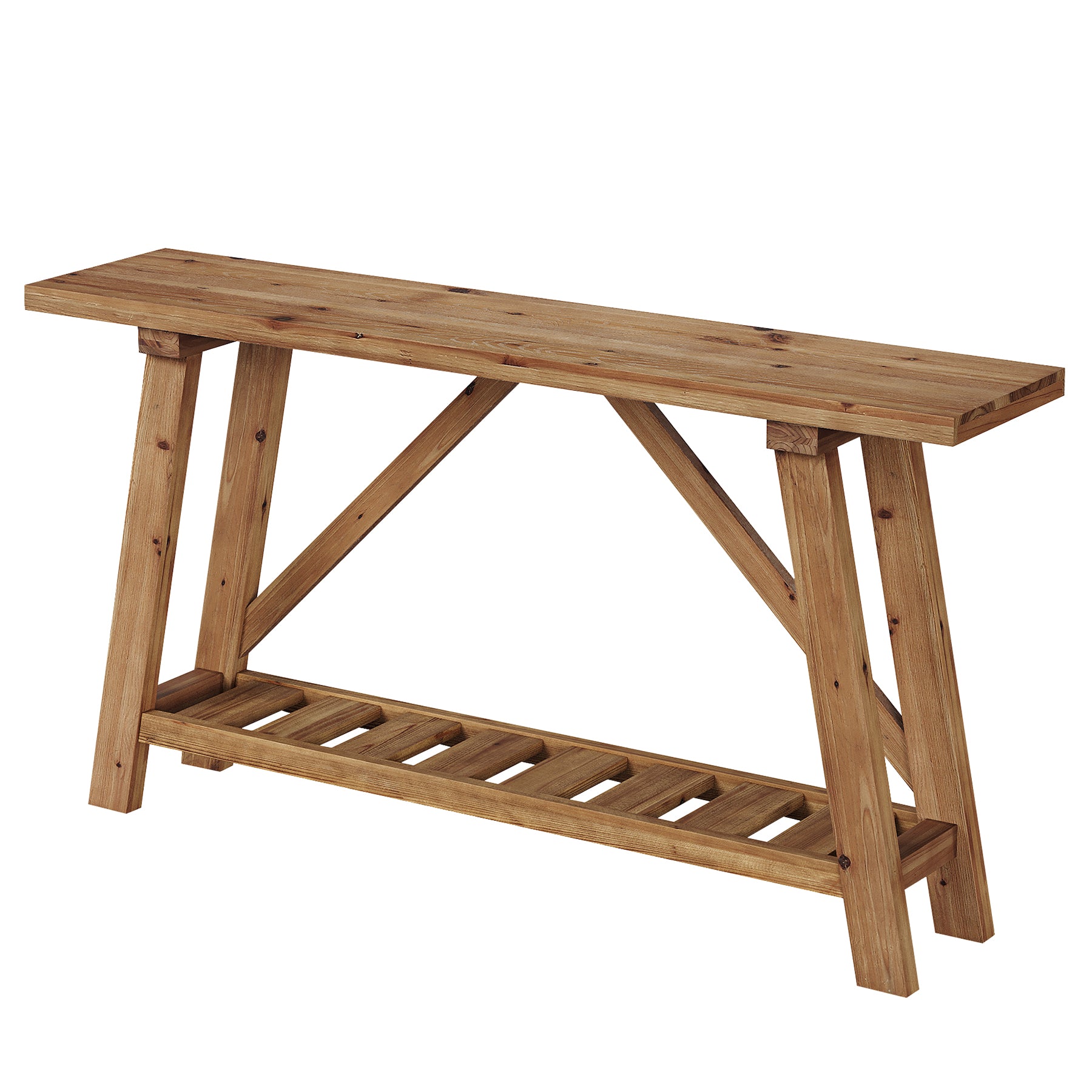 Tribesigns 62.99-Inch Solid Wood Console Table, Narrow Design with Storage Shelf for Entryway Living Room and Hallway