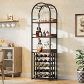 70.9" Tall Wine Rack with Glass Holder, Industrial Metal Wine Storage Stand with Tabletop 3