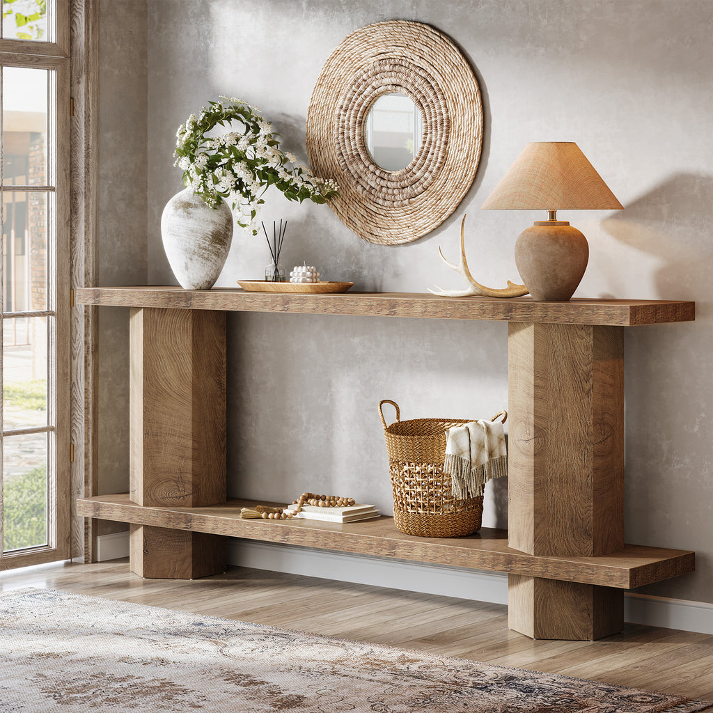 70.87 Inch Wooden Console Table Entryway Long Sofa Table Behind Couch