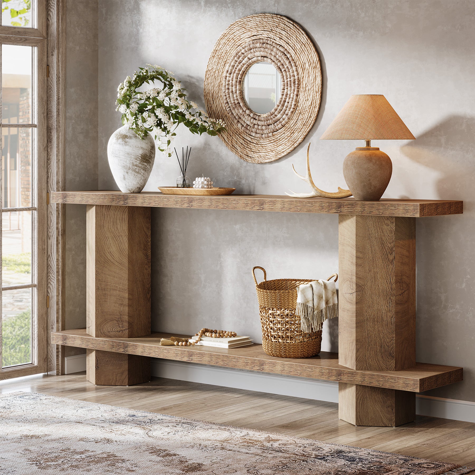 70.87-Inch Wooden Console Table for Entryway, Long Sofa Table Behind Couch