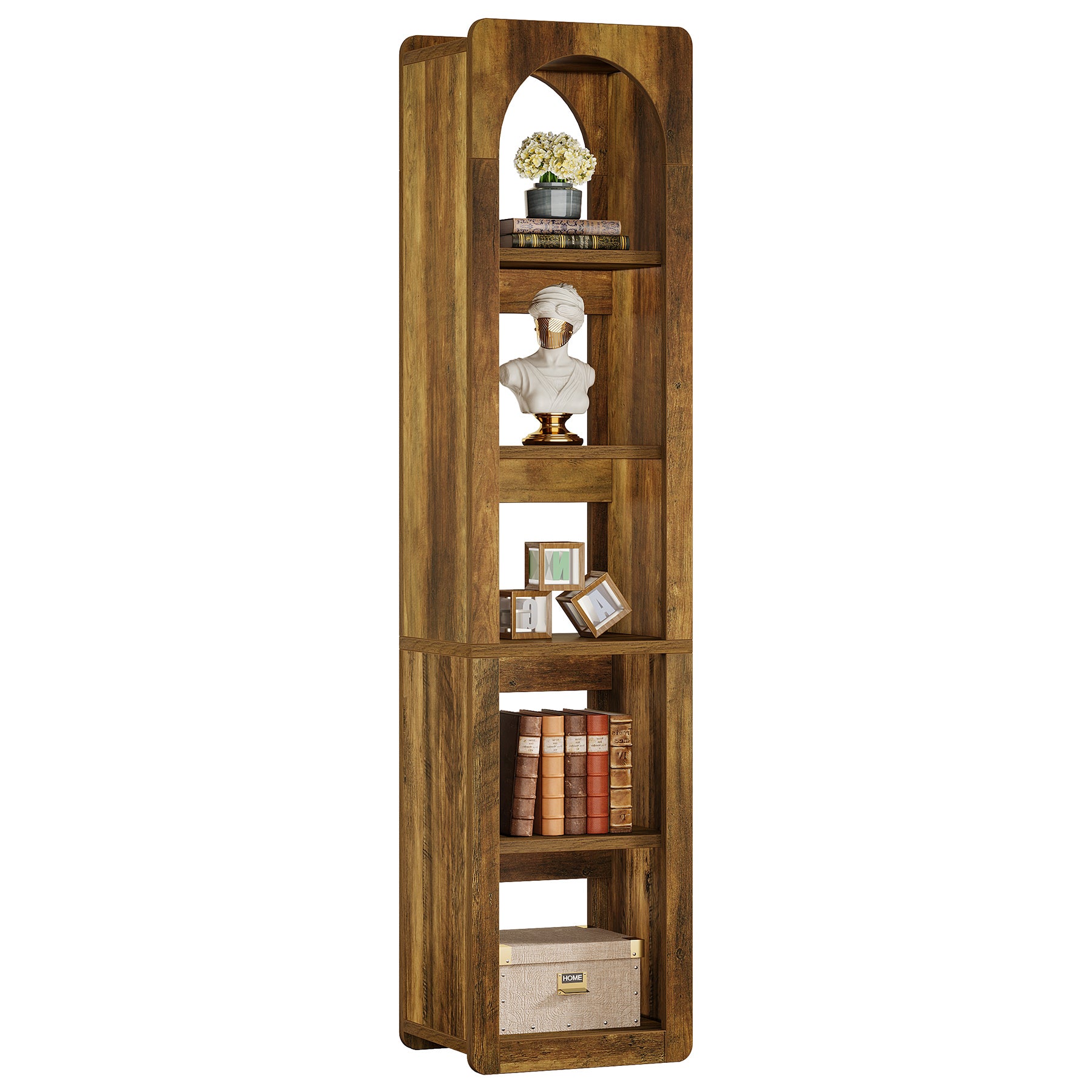 70.86" Tall Narrow Bookshelf, 5-Tier Slim Bookcase with Open Shelves for Small Spaces