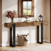 Tribesigns 63-Inch Solid Wood Sofa Table with Metal Support, Narrow Console Table for Behind Couch 3