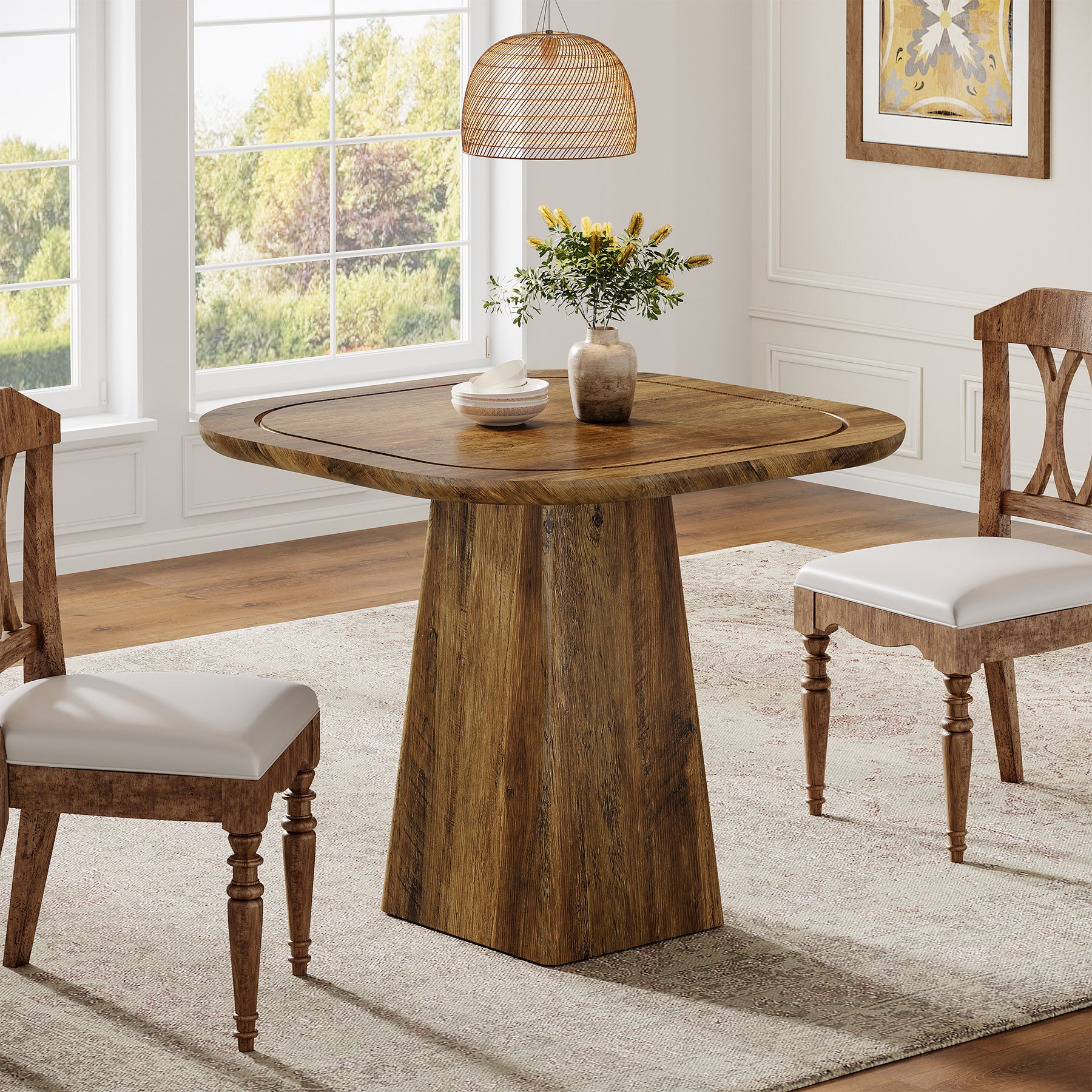 31.5-Inch Farmhouse Square Dining Table for 2–4, Rustic Kitchen Table for Small Spaces