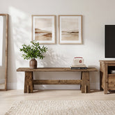 Tribesigns 59 Inch Solid Wood Bench with Rustic Farmhouse Design, Long Entryway Bench 3