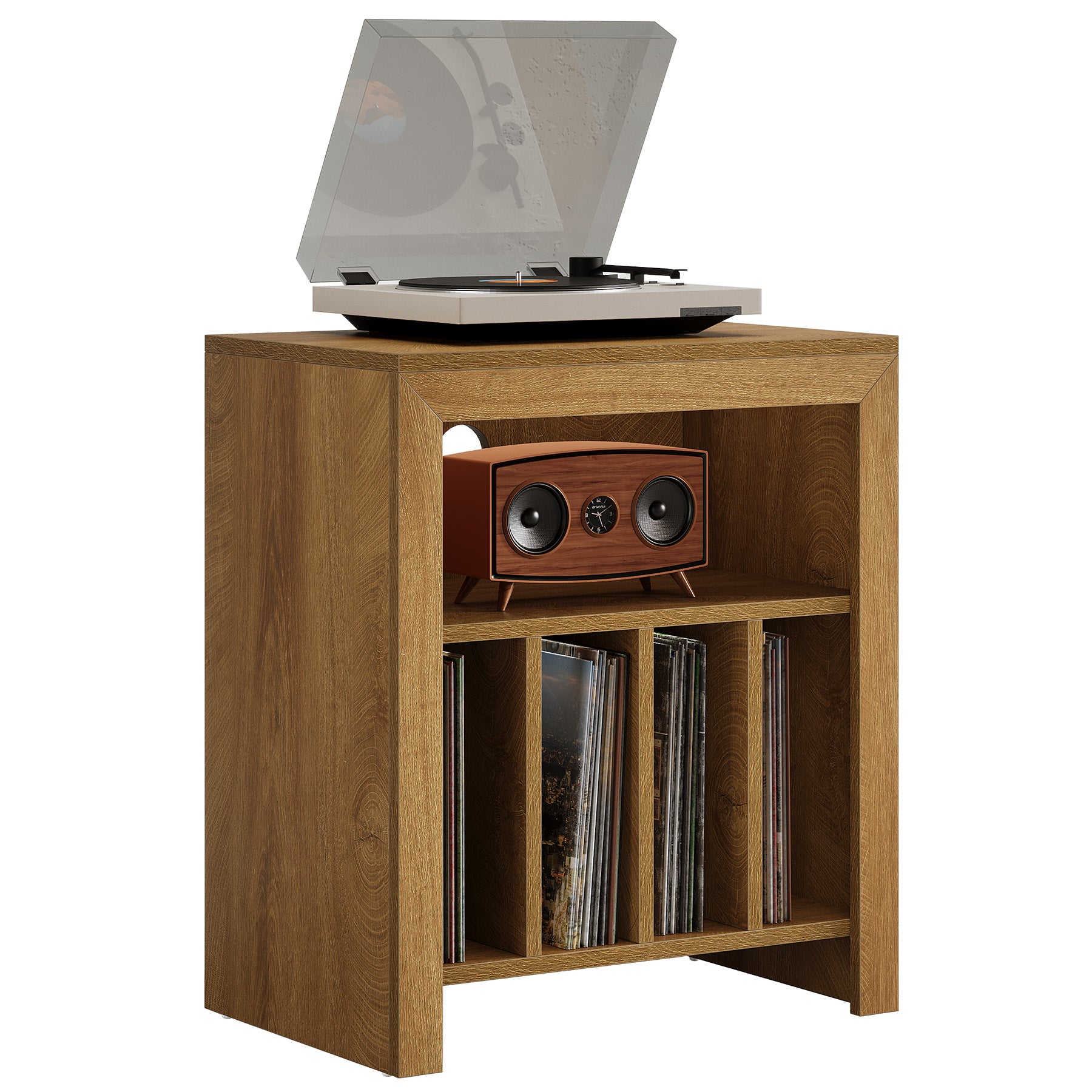 Tribesigns Industrial Record Player Cabinet with Wheels, Vinyl CD Media Storage Side Table