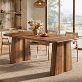 Tribesigns 63-Inch Solid Wood Dining Table with Double Pedestal Base, Rustic Table for Dining Room 3