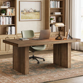 Tribesigns 63-Inch Solid Wood Executive Desk with Spacious Tabletop and Sturdy Wooden Legs, Farmhouse Computer Desk for Home Office Study and Workstation 3