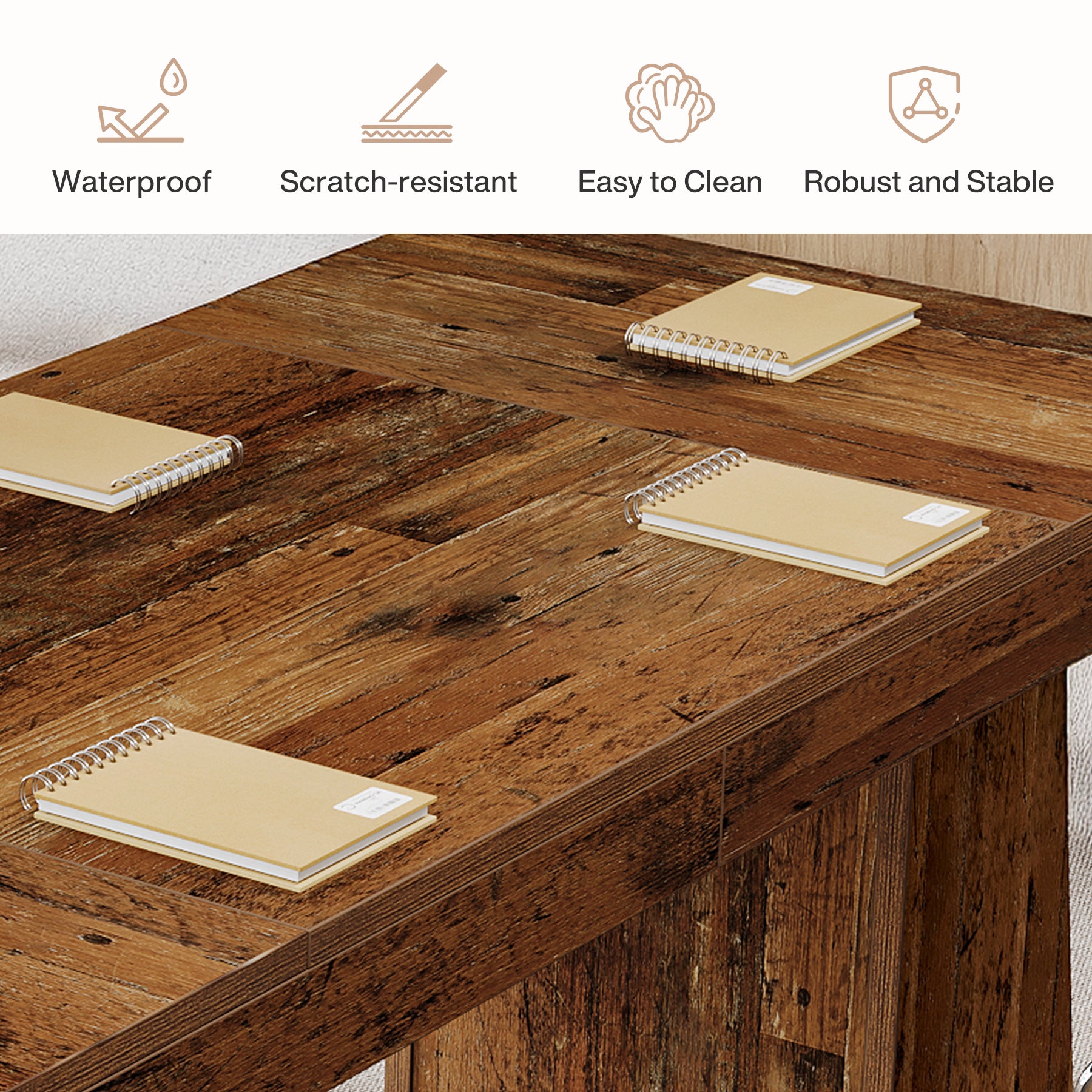 55-Inch Executive Desk, Large Wood Office Computer Desk with Double Pedestal